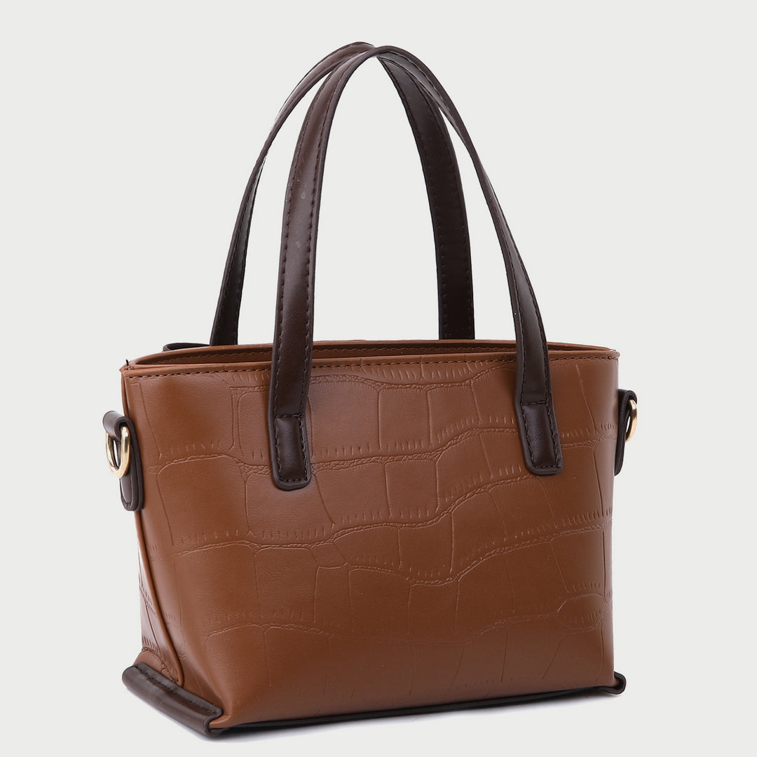 Bow embellished croc-effect PU leather crossbody bag