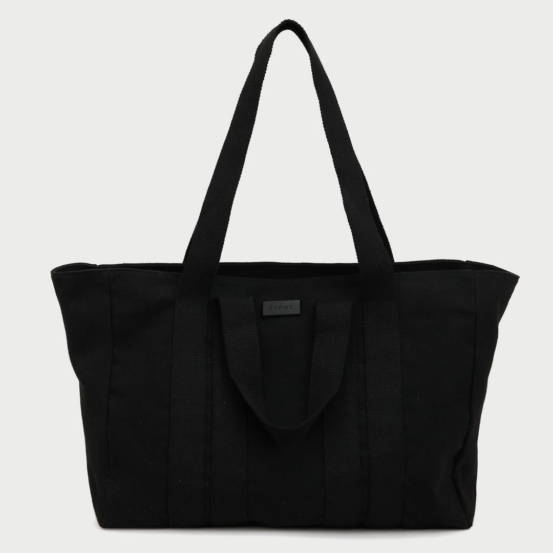 Contrast handle roomy canvas tote bag