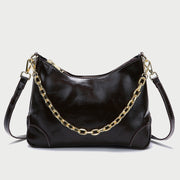 Metal chain handle detail crease-effect PU leather crossbody bag