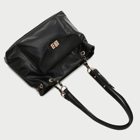 Envelope style front pocket PU leather shoulder bag