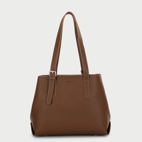 Minimalistic buckle detail strap PU leather tote bag