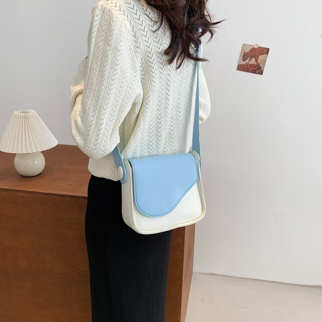 Asymmetric curve flap PU leather crossbody bag