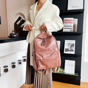 Smart casual marble-effect PU leather backpack
