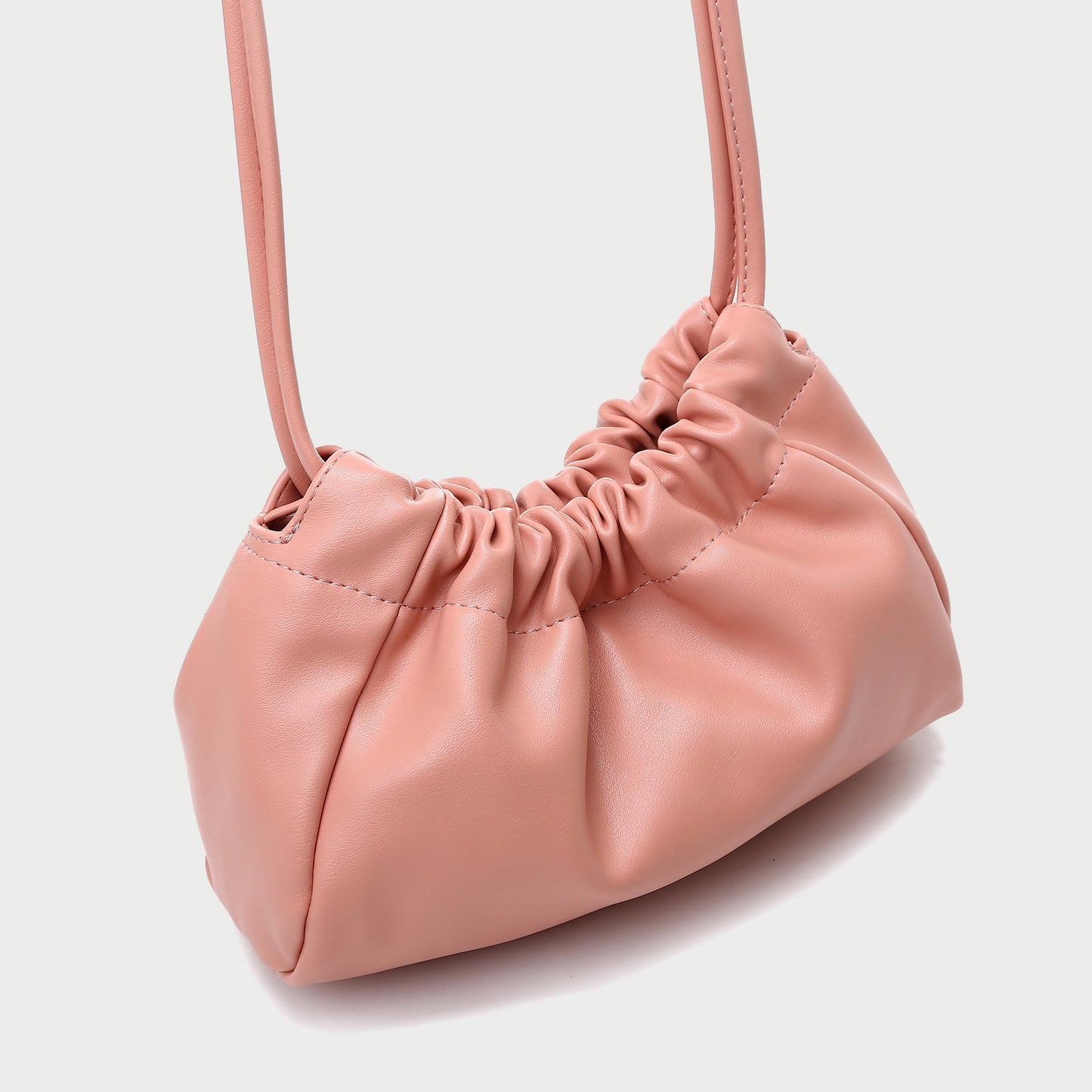 Drawstring dumpling shape PU leather crossbody bag
