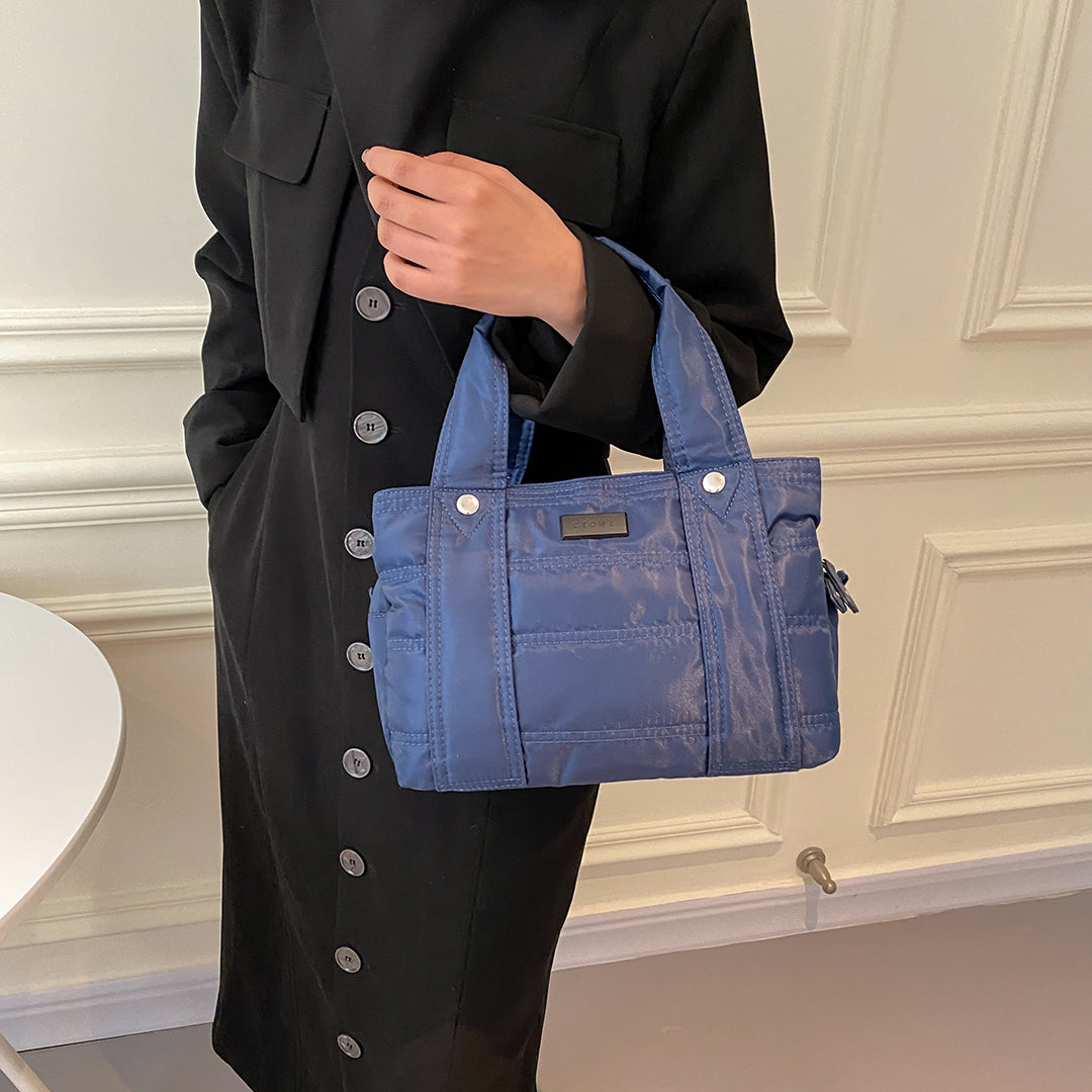 Multiple compartment lightweight quilted nylon handbag (Small)