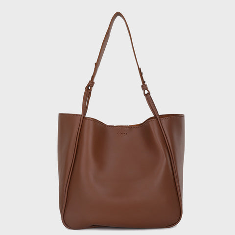 Loop detail handle PU leather bucket bag