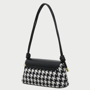 Metal clasp flap knotted strap PU leather shoulder bag