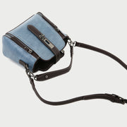 Metal turn-lock strap zip side PU leather crossbody bag
