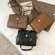 Metal stud strap flap PU leather crossbody bag