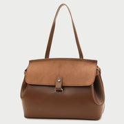 Suede-effect flap style PU leather tote bag
