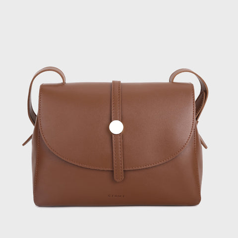 Metal stud strap flap PU leather crossbody bag
