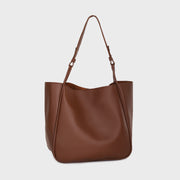 Loop detail handle PU leather bucket bag