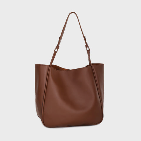 Loop detail handle PU leather bucket bag