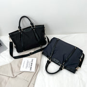 Modern PU leather trim nylon tote bag