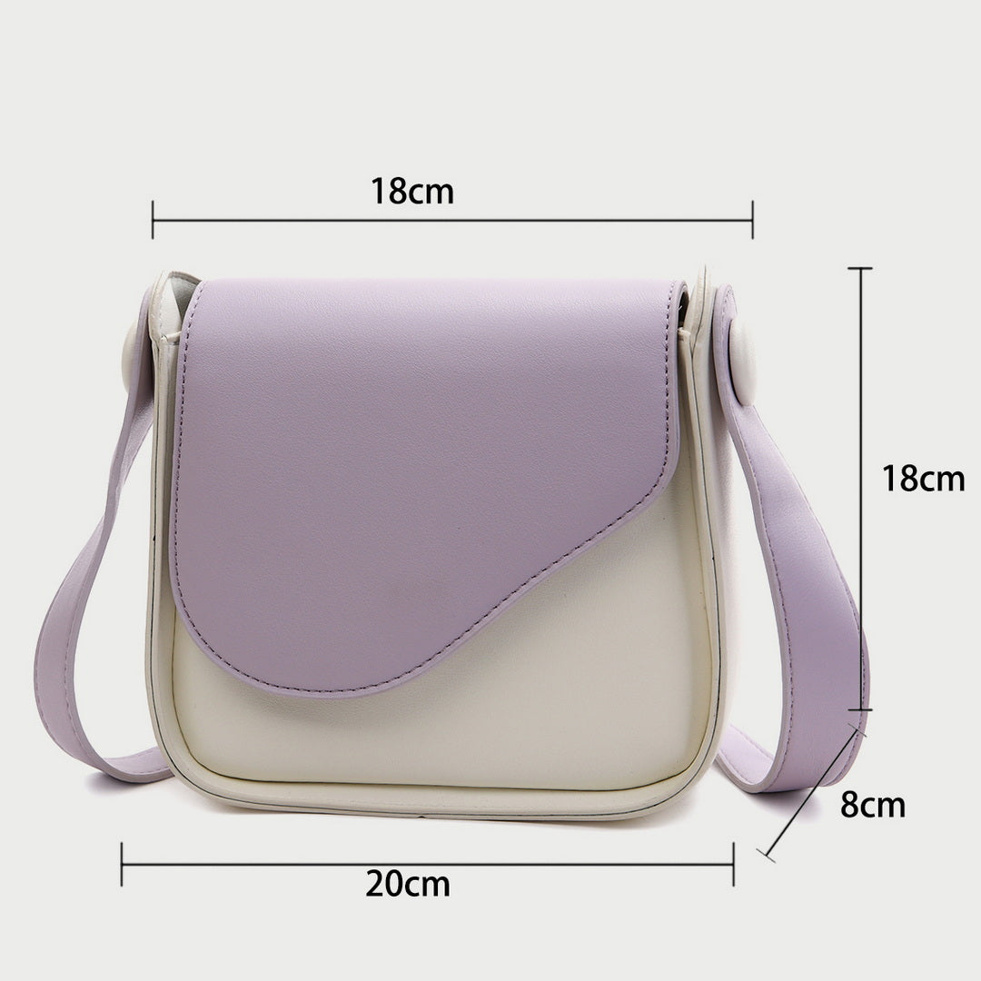 Asymmetric curve flap PU leather crossbody bag