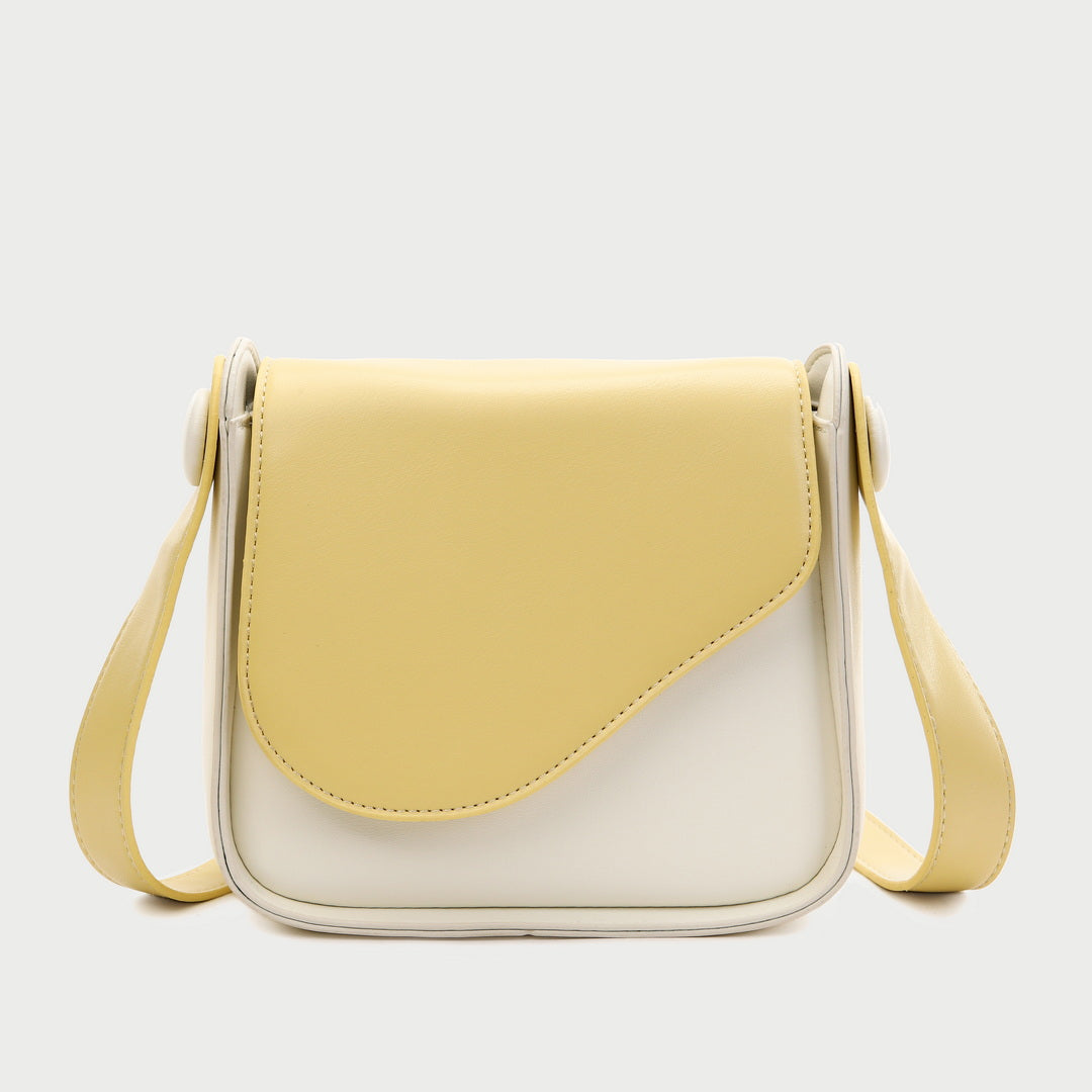 Asymmetric curve flap PU leather crossbody bag