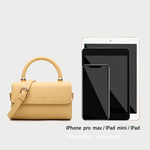 Minimalist classic flap sleek top handle PU leather crossbody bag