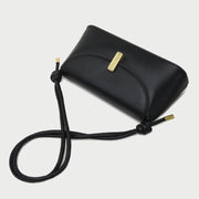 Metal clasp flap knotted strap PU leather shoulder bag