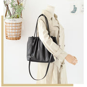 Ruched PU leather tote