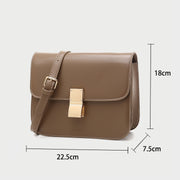 Metal clasp flap front PU leather crossbody bag