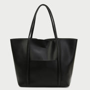 Minimalistic front pocket PU leather tote bag (2-in-1 set)