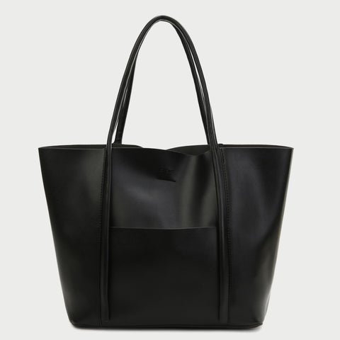 Minimalistic front pocket PU leather tote bag (2-in-1 set)
