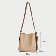Double buckle detail shoulder strap PU leather bucket bag (2-in-1 set)