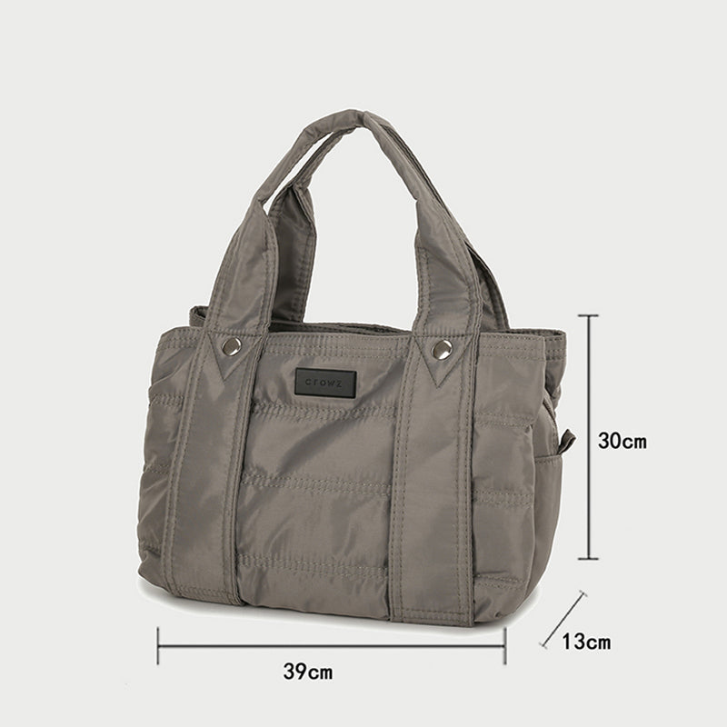 Multiple compartment lightweight quilted nylon handbag (Medium)