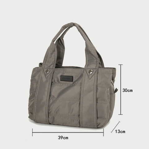 Multiple compartment lightweight quilted nylon handbag (Medium)