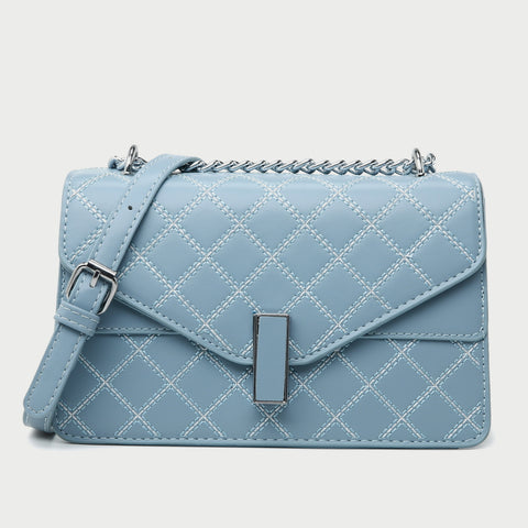 Envelope style layer flap quilted PU leather crossbody bag