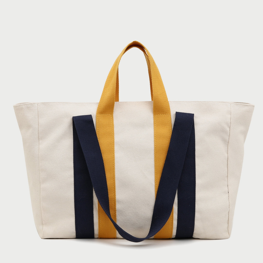 Contrast handle roomy canvas tote bag