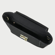 Modern metal-closure flap sculptural faux suede crossbody bag