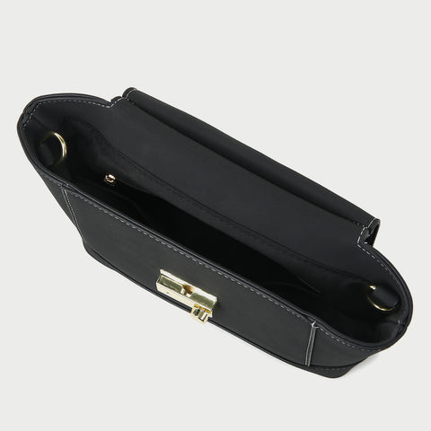 Modern metal-closure flap sculptural faux suede crossbody bag