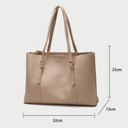 Buckle strap handle practical interior PU leather tote bag