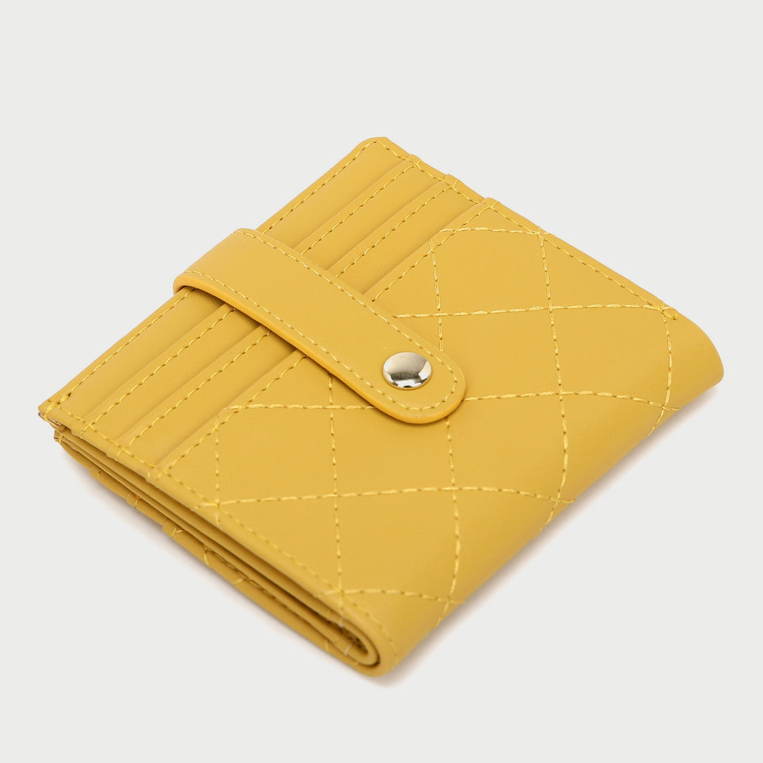 Snap strap quilted PU leather card holder