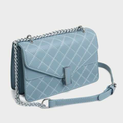 Envelope style layer flap quilted PU leather crossbody bag