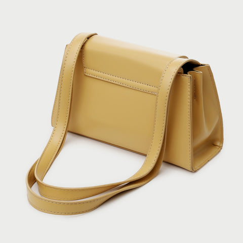 Faux pearl embellished flap PU leather shoulder bag