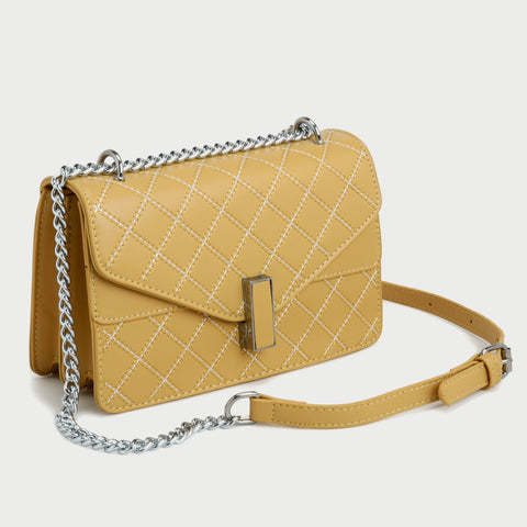 Envelope style layer flap quilted PU leather crossbody bag