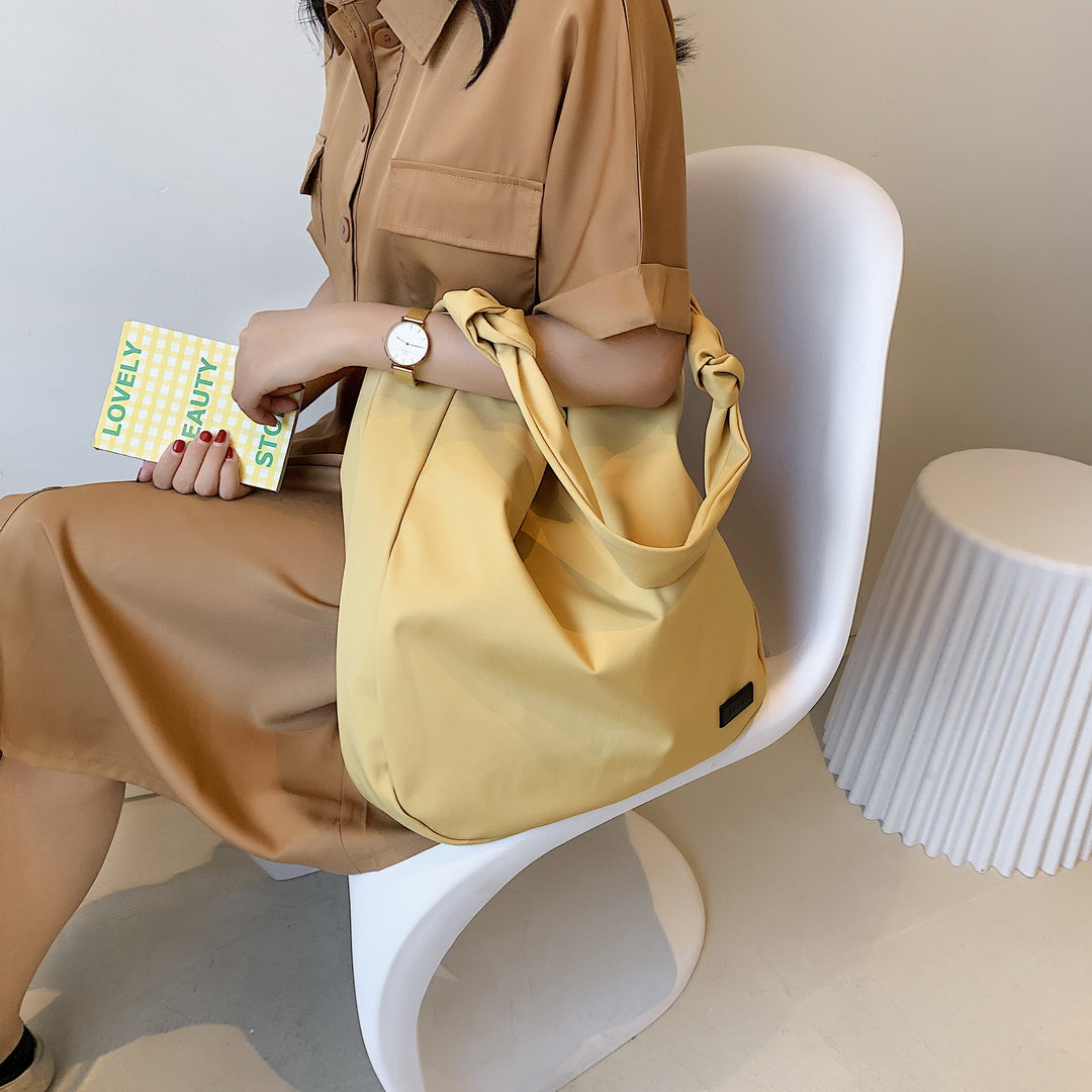 Knotted strap roomy canvas hobo bag