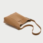 Minimalistic front pocket streamlined 2-in-1 PU leather bucket bag