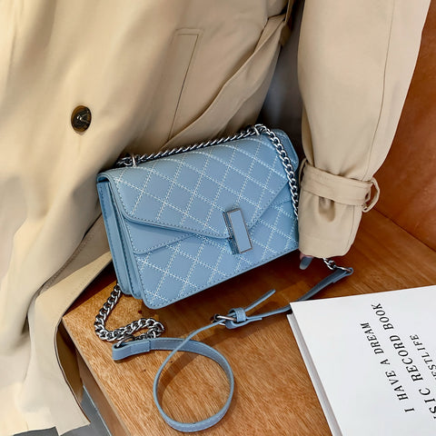 Envelope style layer flap quilted PU leather crossbody bag