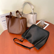 Loop detail handle PU leather bucket bag