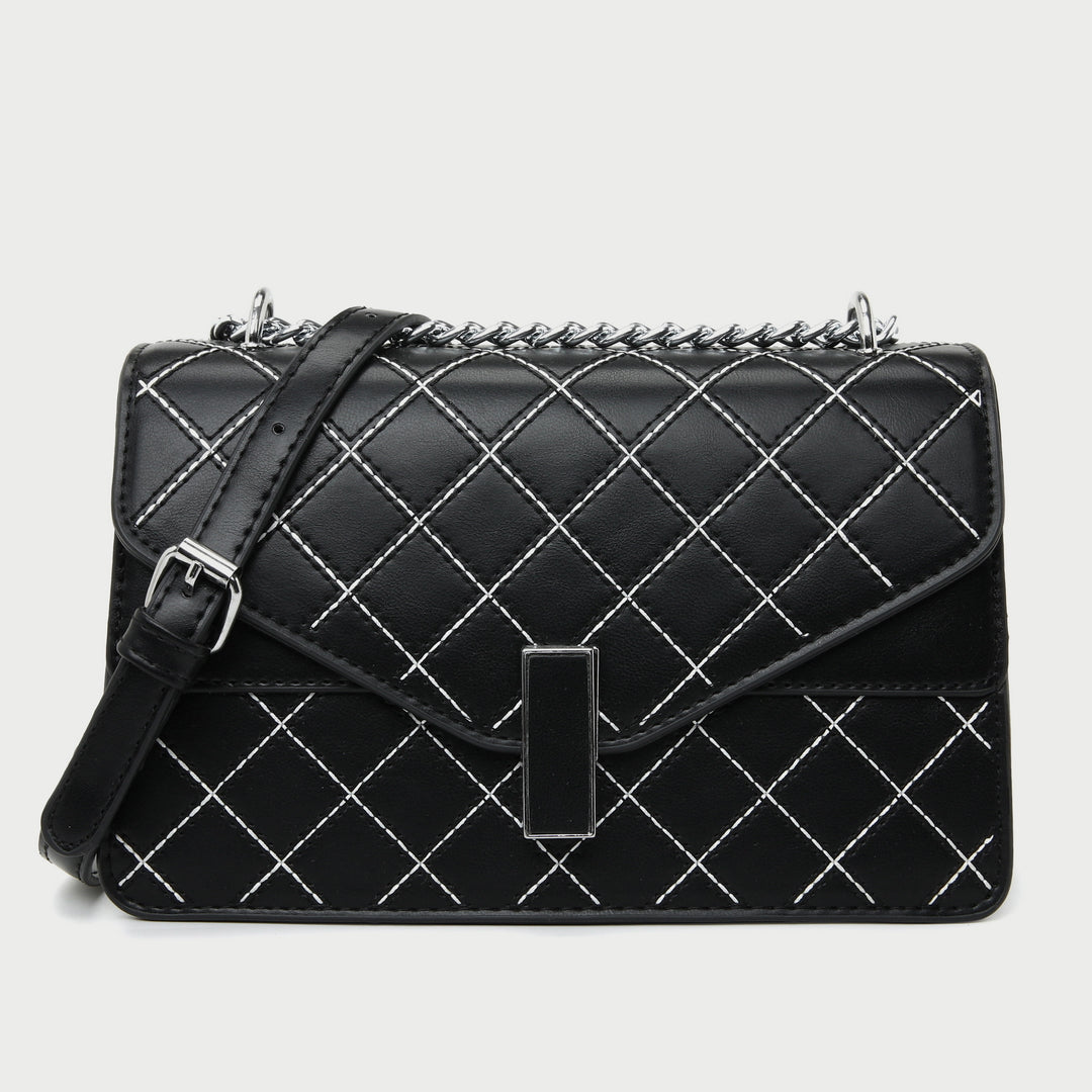 Envelope style layer flap quilted PU leather crossbody bag