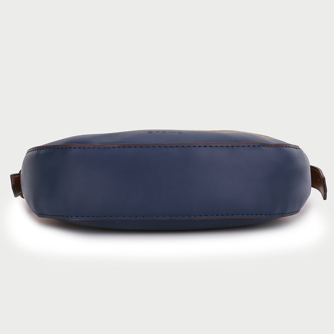 Agate-effect chain handle colourblock canvas PU leather crossbody bag