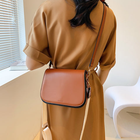 Minimalistic flap-style PU leather crossbody bag (With an optional strap)