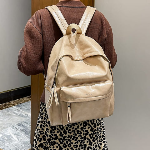 Smart casual marble-effect PU leather backpack
