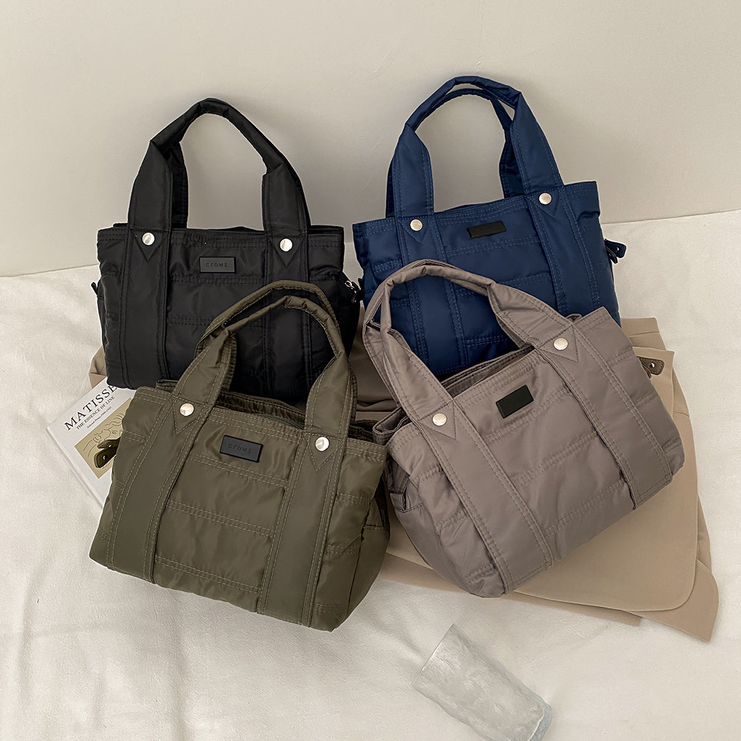 Multiple compartment lightweight quilted nylon handbag (Small)