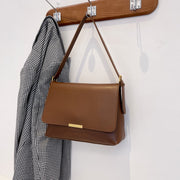 Metal hardware flap style PU leather crossbody bag