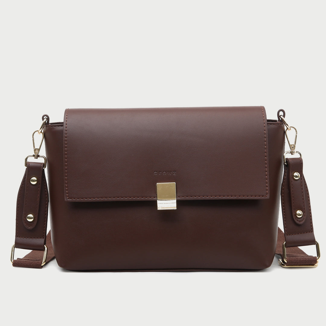 Urban flap style PU leather crossbody bag