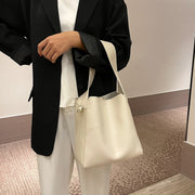 Streamlined wide-handle PU leather shoulder bag (2-in-1 set)